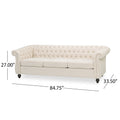 Sofa 3 Seater Beige Fabric