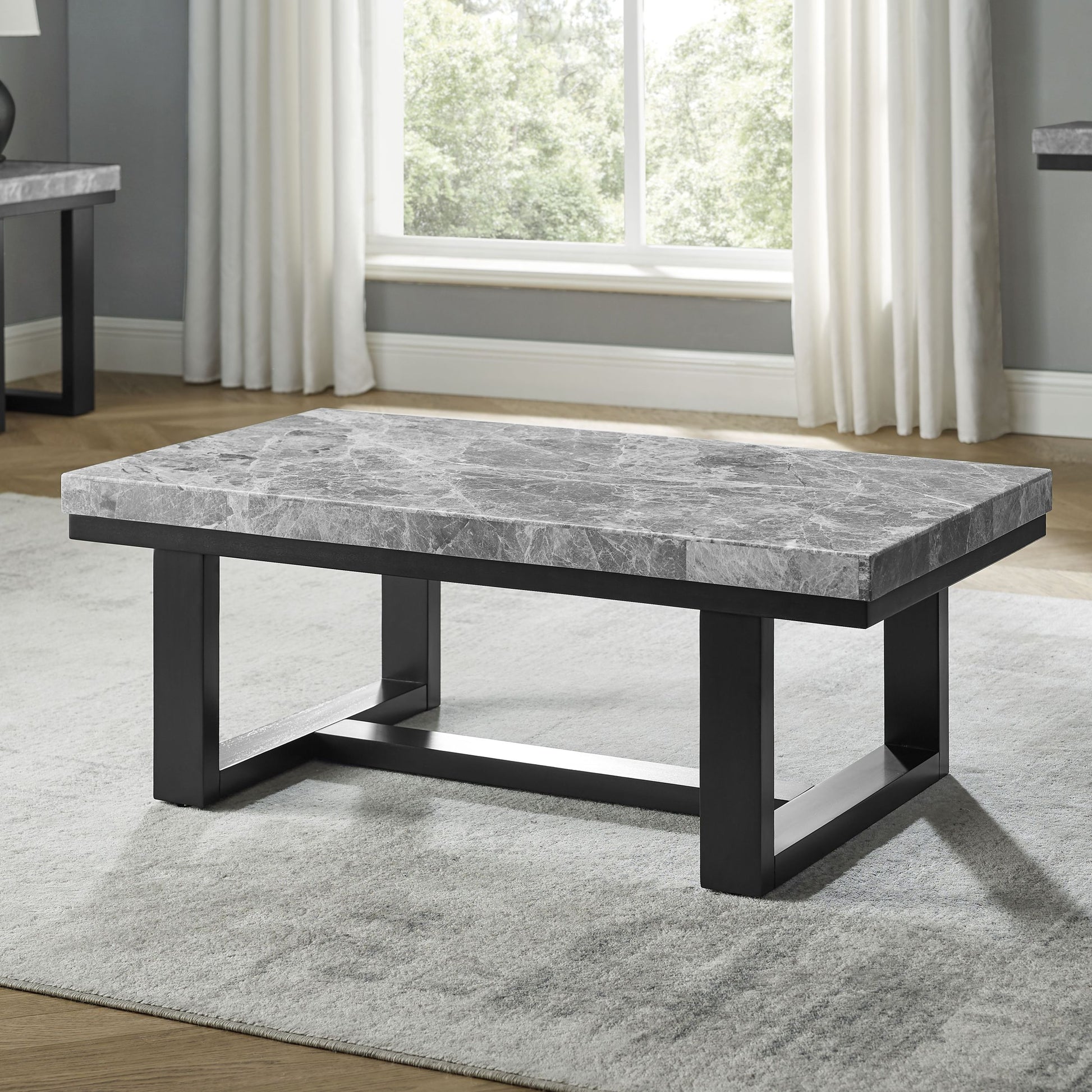 Lucca Marble Top Coffee Table Gray Gray Marble