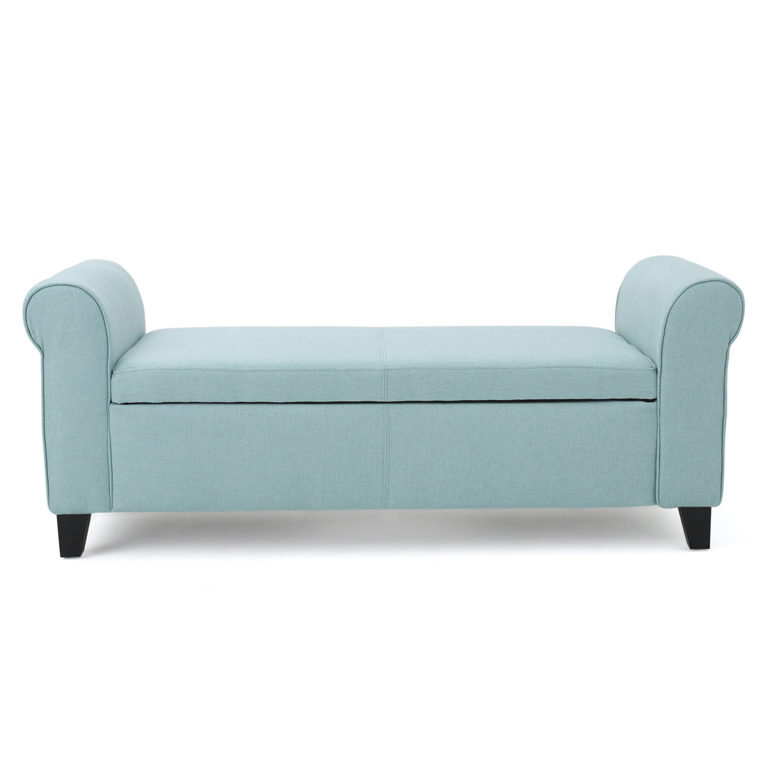 Hayes Armed Storage Bench Light Blue Fabric