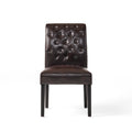 Broxton Kd Tuft Dining Chair 2Pcs Set Brown Leather