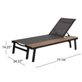 Waterloo Chaise Lounge With Attached Wood Side Table Grey Black Nylon Mesh