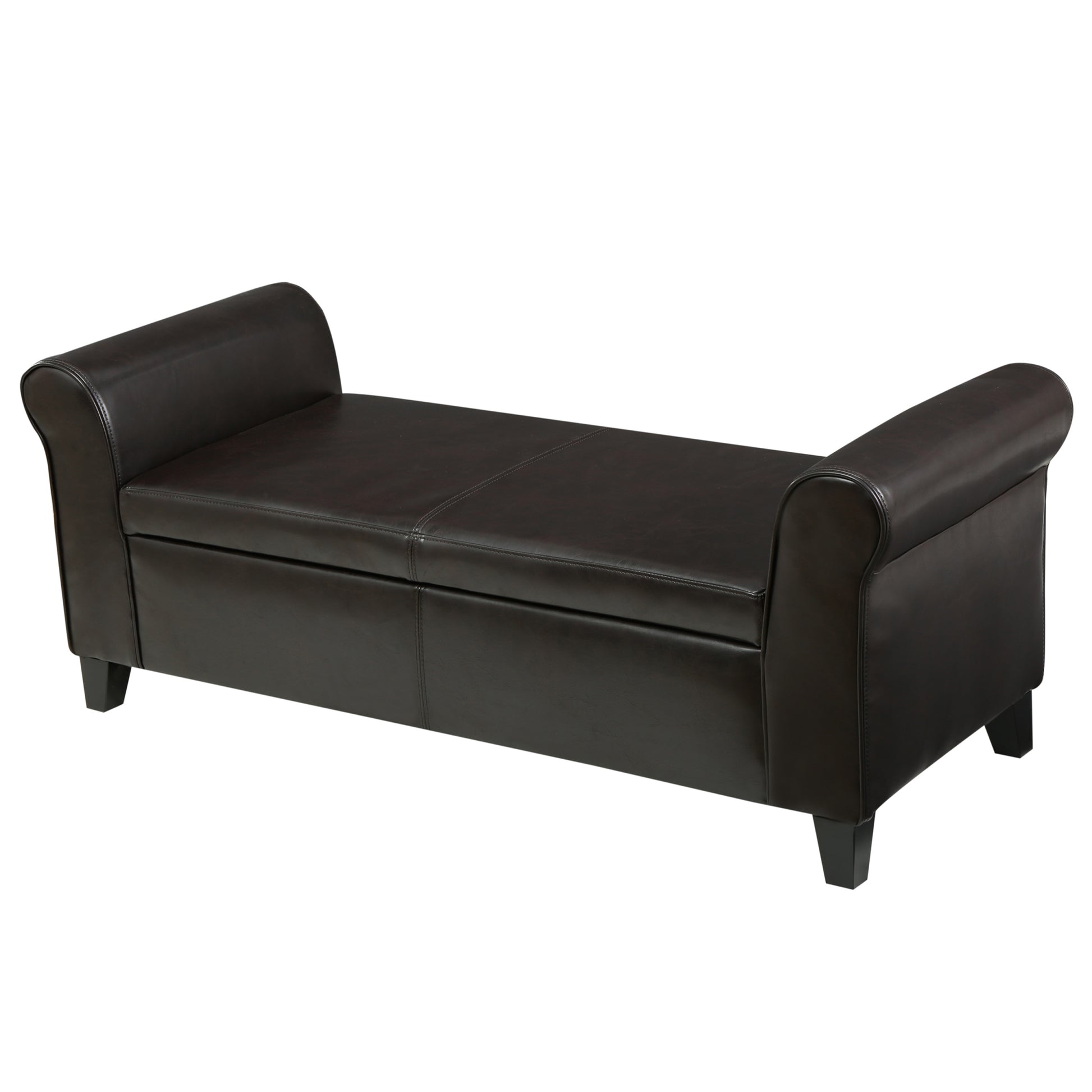 Hayes Armed Storage Bench Brown Pu