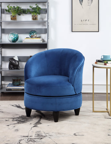 Sophia Swivel Chair Velvet Blue Blue Wood