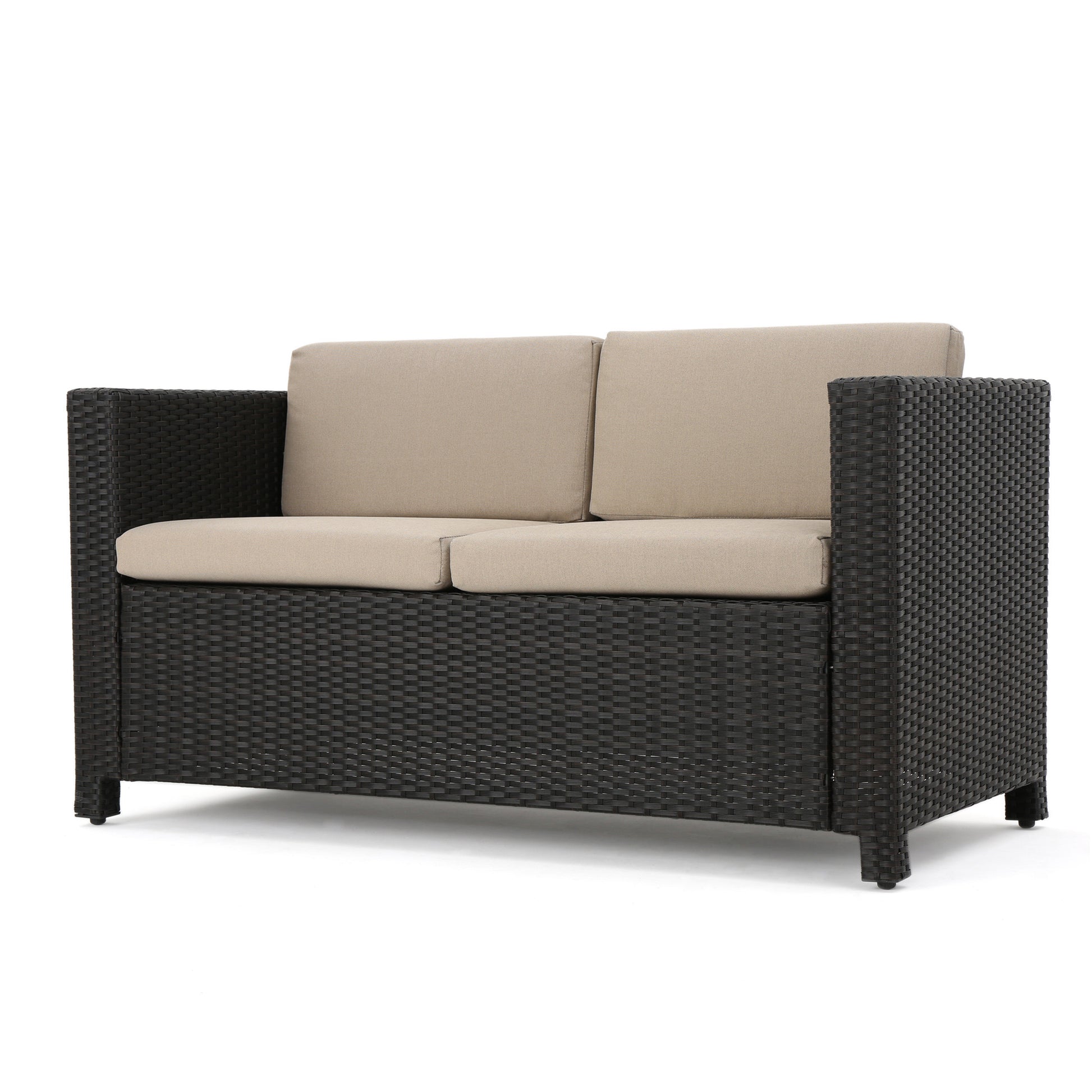 Puerta 4Pc Set Dark Brown Rattan Fabric