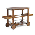 Bar Cart Oak Silver Wood