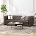 3 Seater Sofa Dark Brown Fabric 3 Seat