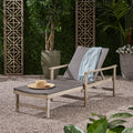 Hampton Wood Wicker Chaise Lounge Grey Metal & Wood