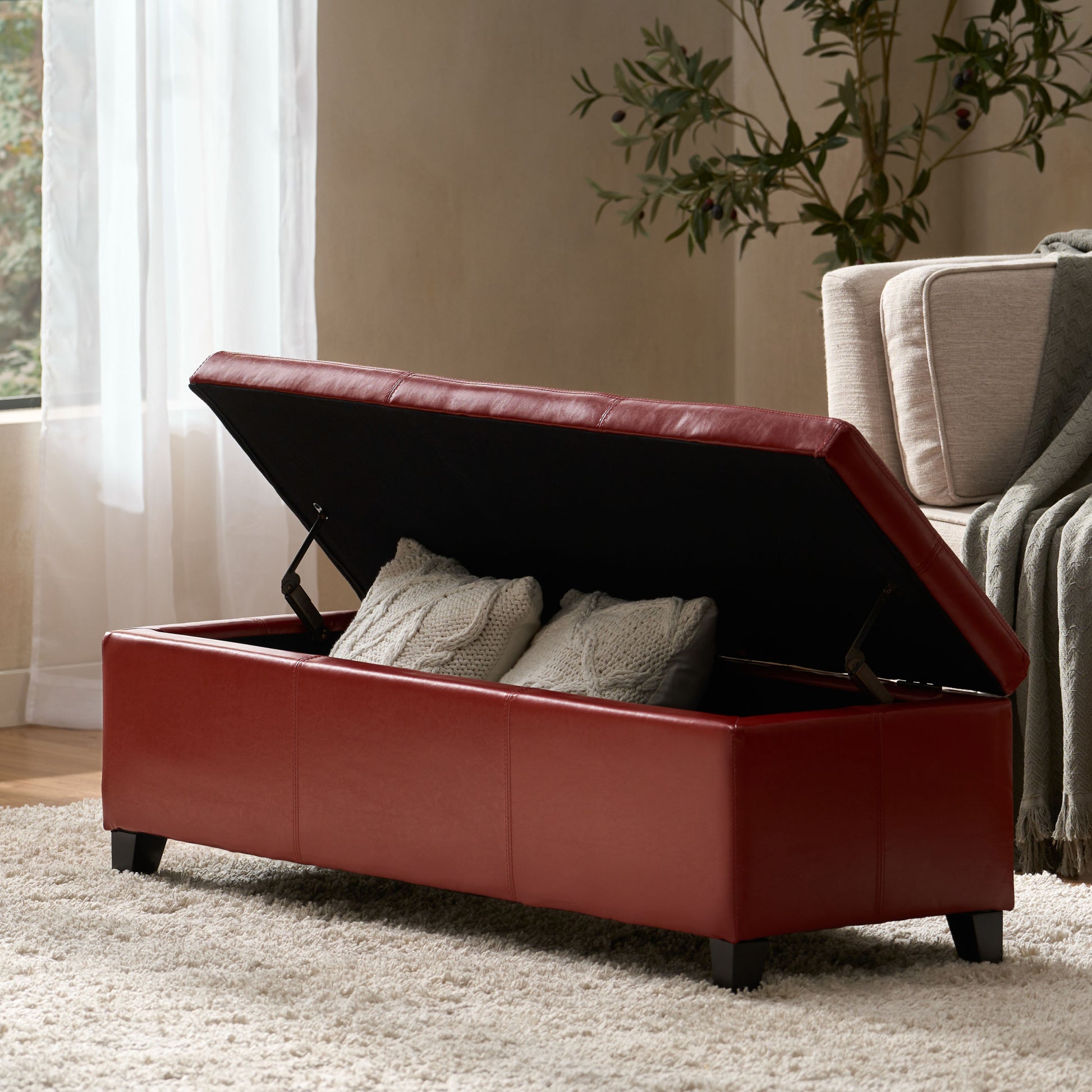 Glouster Storage Ottoman V2 Red Pu