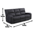 Lovell 3 Piece Power Living Room Set Dark Gray Dark Gray Faux Leather