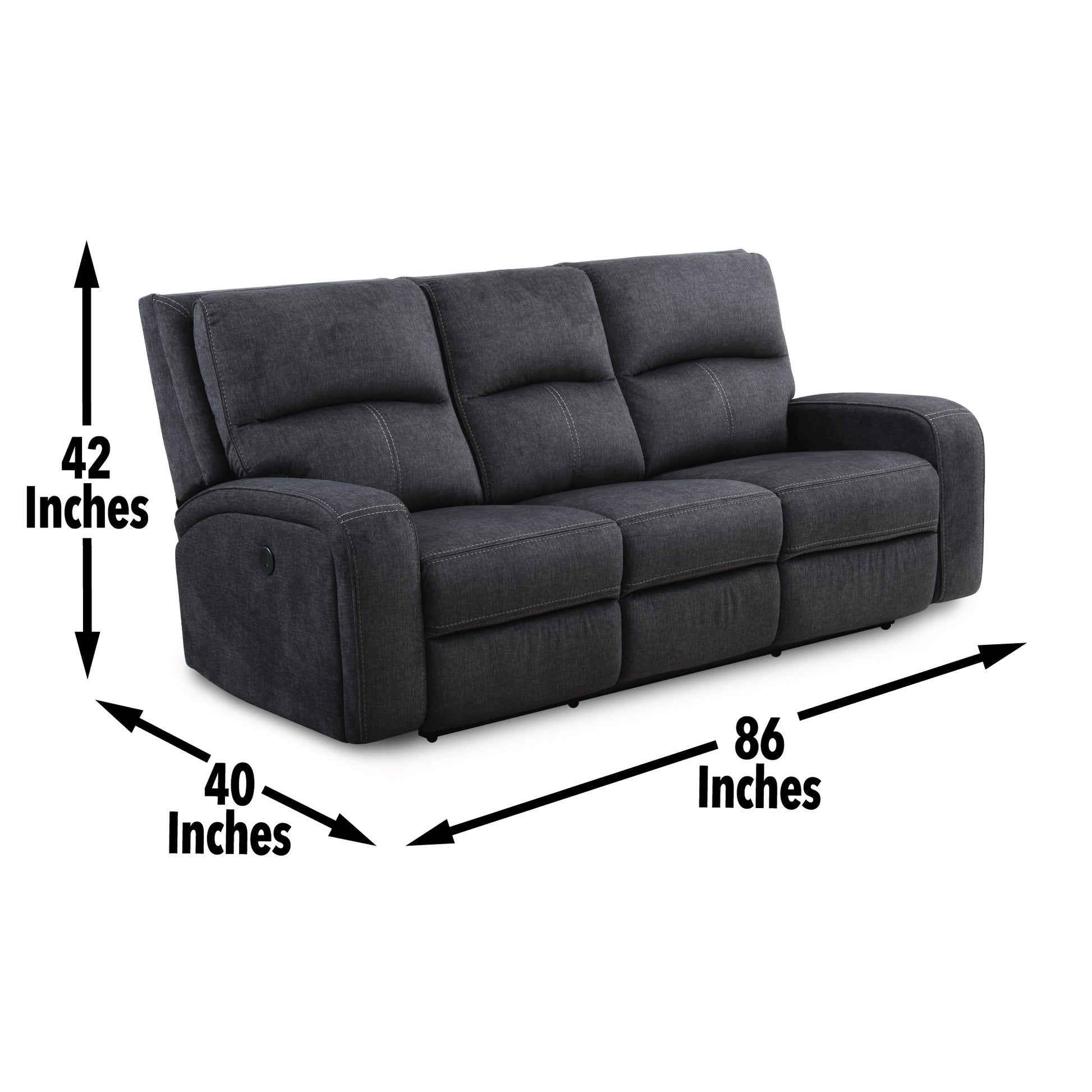Lovell 3 Piece Power Living Room Set Dark Gray Dark Gray Faux Leather