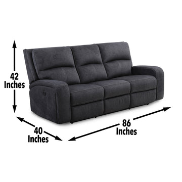 Lovell 3 Piece Power Living Room Set Dark Gray Dark Gray Faux Leather