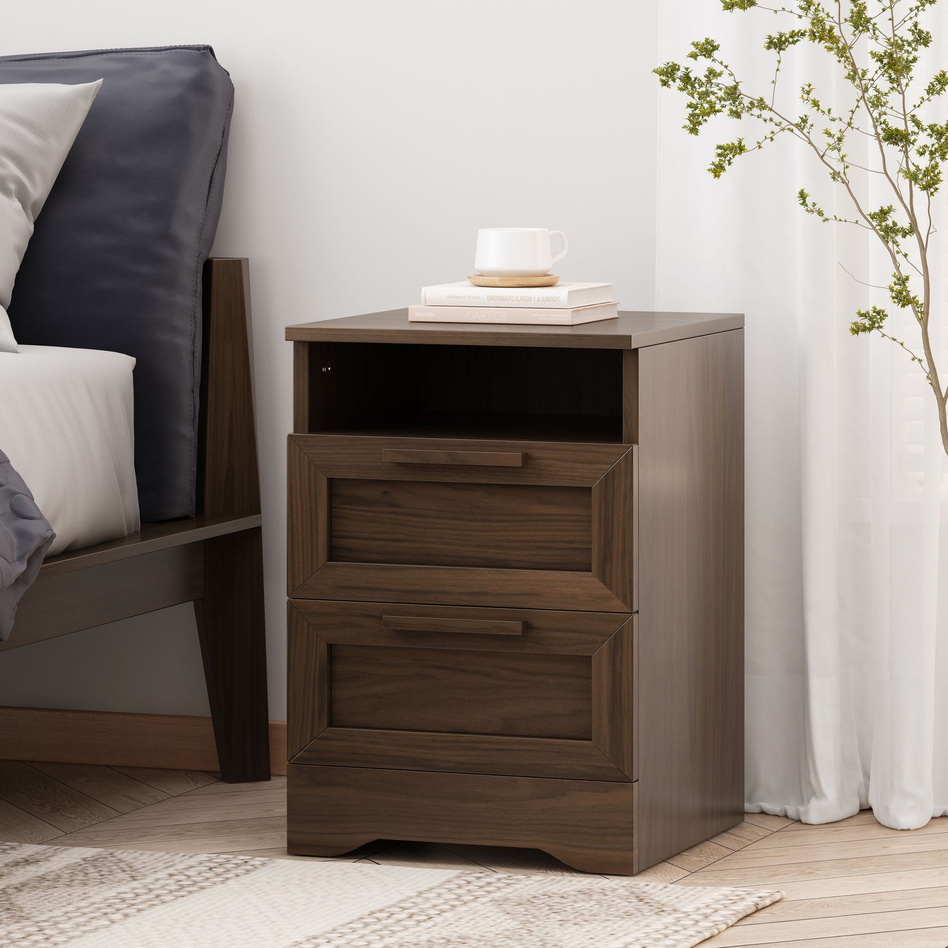 Delaney2 Drawer Nightstand Walnut Mdf