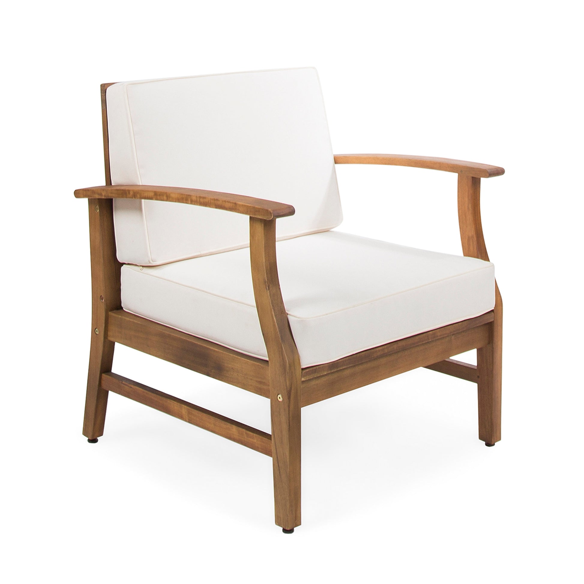 Perla Club Chairs Set Of 2, Cream Cream Acacia Wood