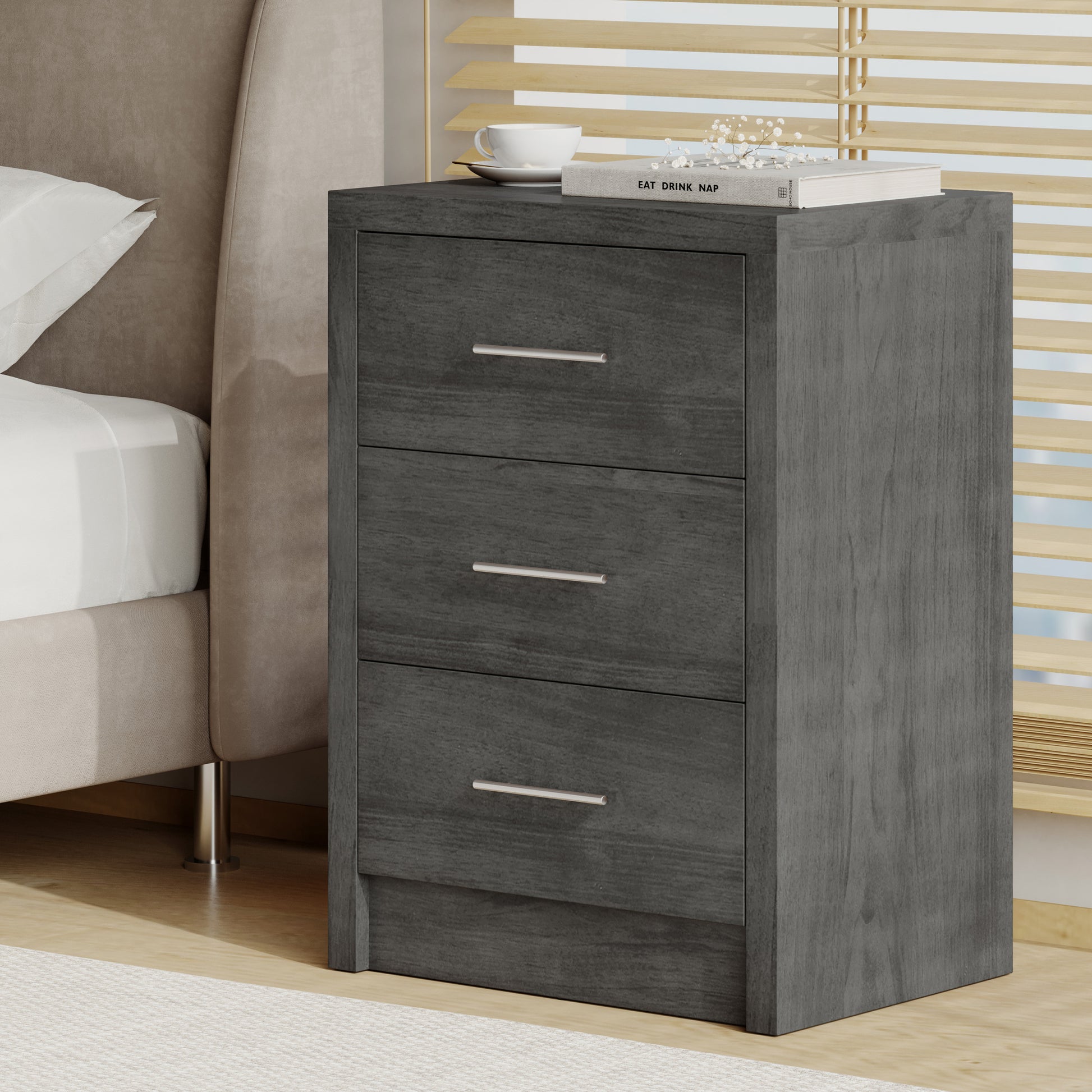 Bologna Bedroom 3 Drawer Chest Grey Mdf