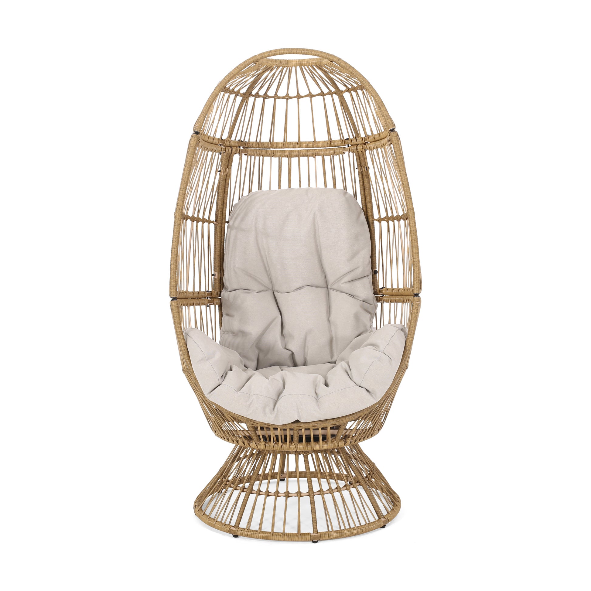 Reseda Swivel Patio Egg Chair Natural Fabric