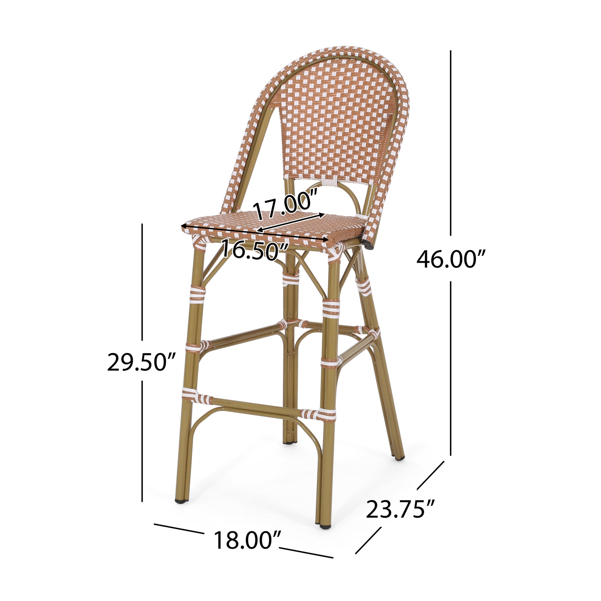 Wicker Bar Stool With Aluminum Frame Set Of 2 Rust Aluminium