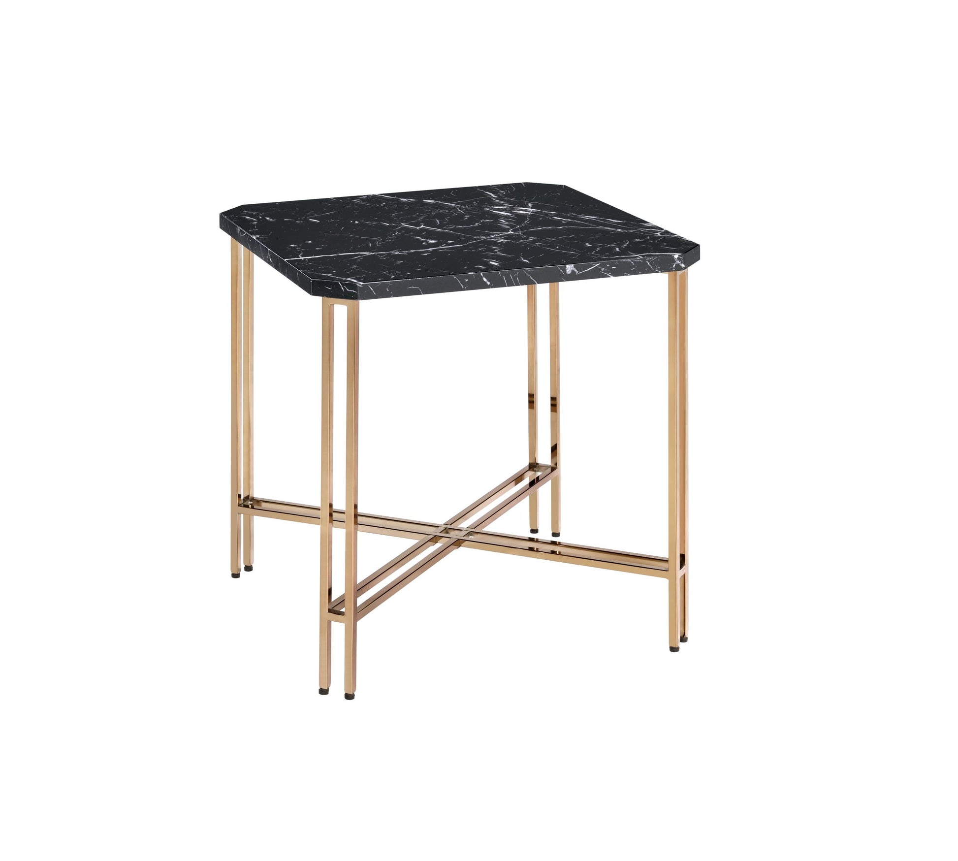 Daxton Square End Table With Faux Marble Top Black Black Wood