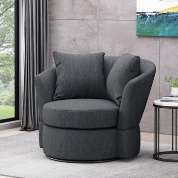Swivel Club Chair Charcoal Fabric