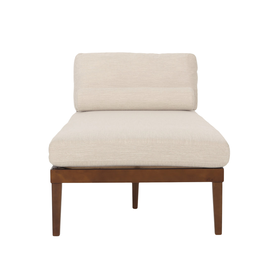 Chaise Lounge Beige Brown Fabric