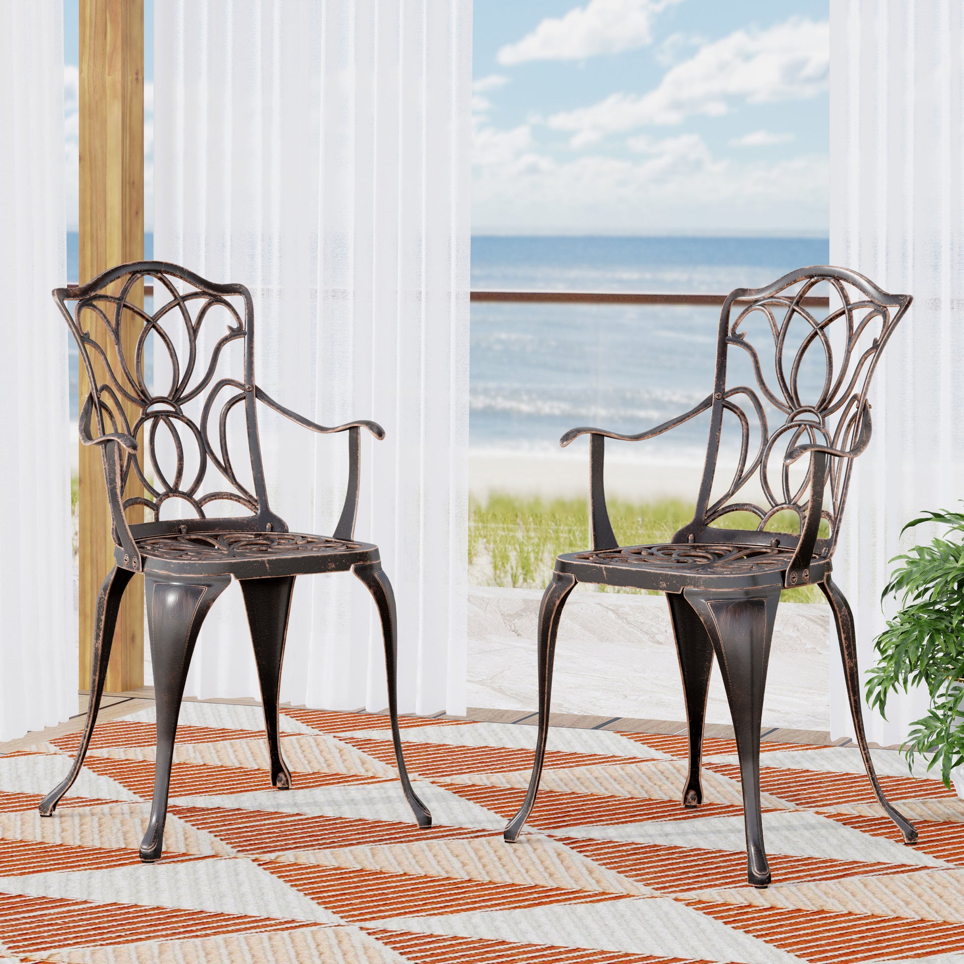 Tucson Dining Chair, Black Copper Set Of 2 Copper Aluminium