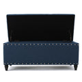 Storage Ottoman Navy Blue Fabric