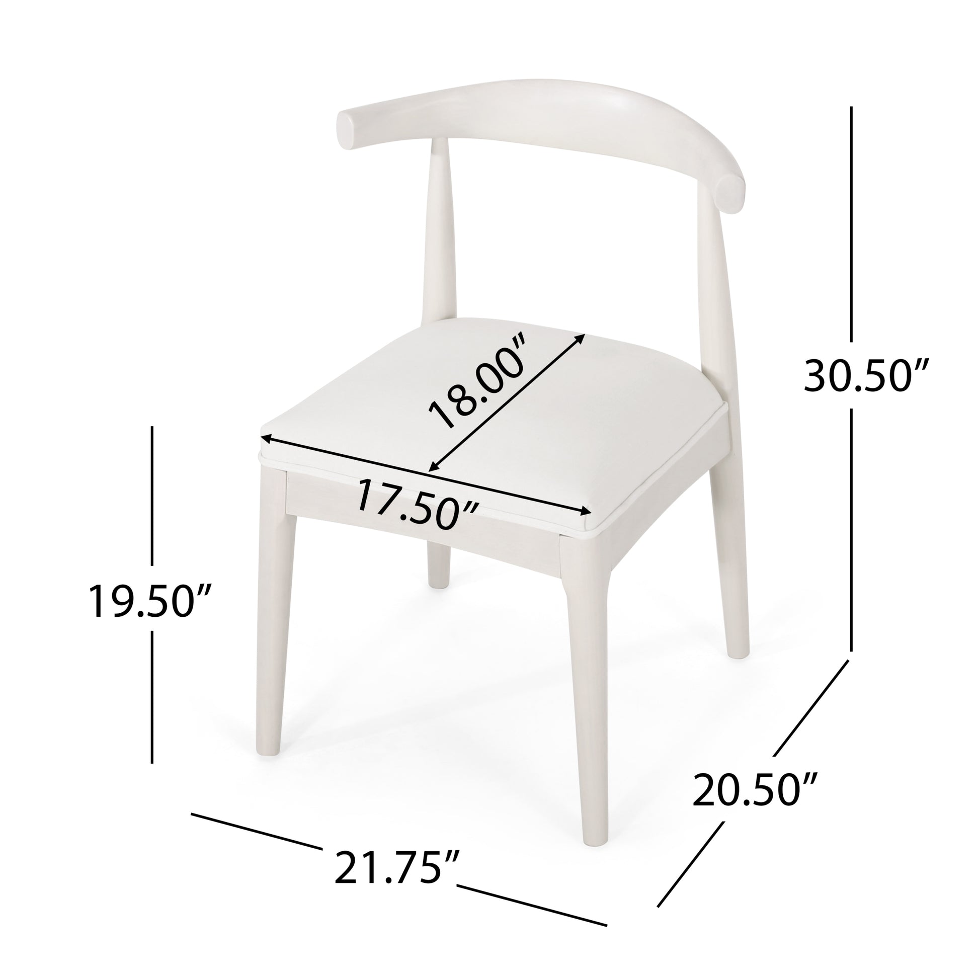 Dining Chair Set Of 2 White Fabric