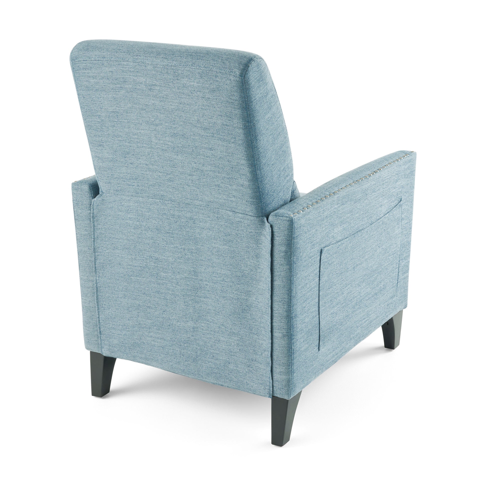 Push Back Recliner Light Blue Fabric