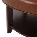 Round Ottoman Light Brown Pu