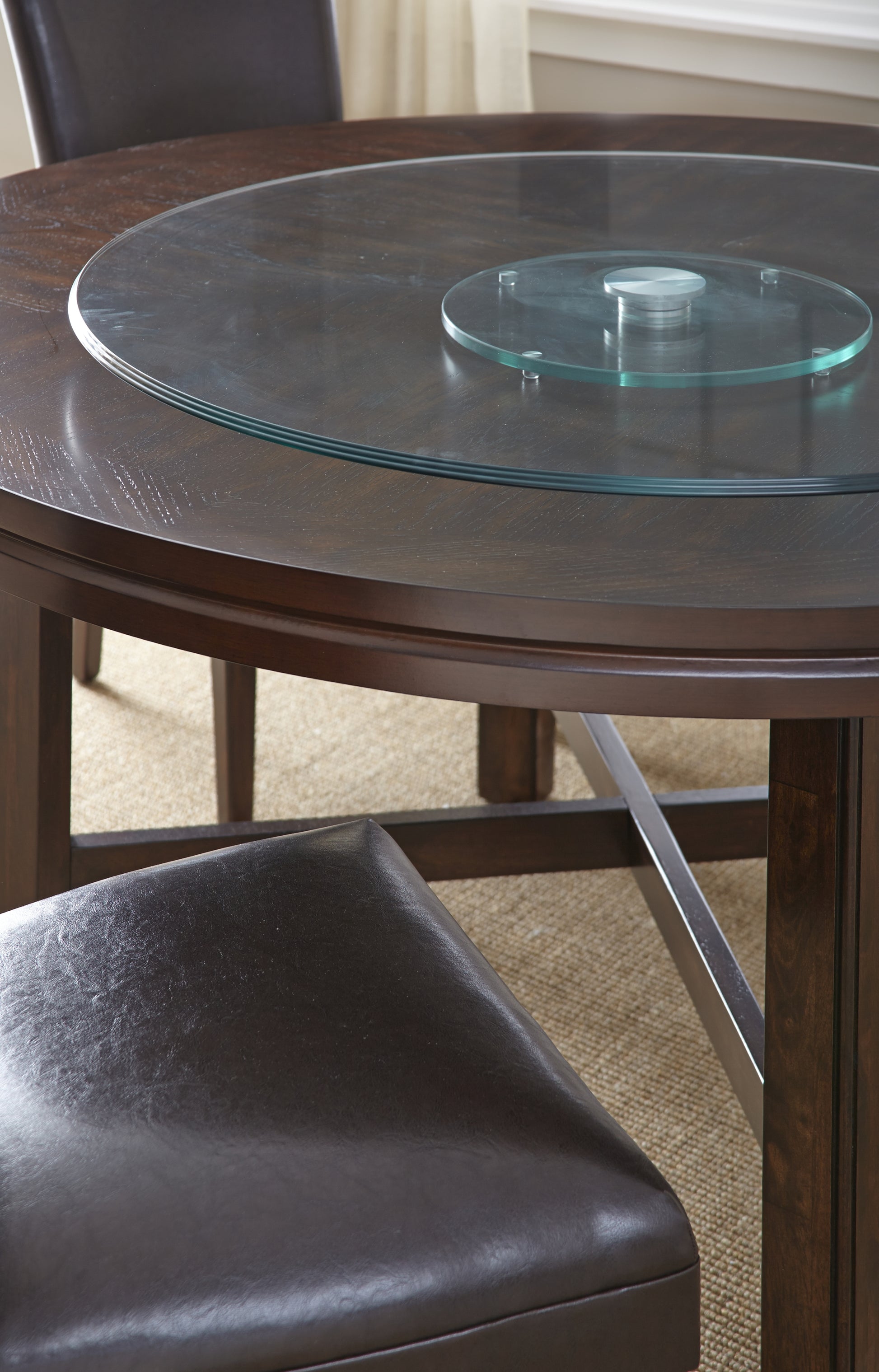 Avenue Round Lazy Susan Dark Brown Dark Brown Tempered Glass