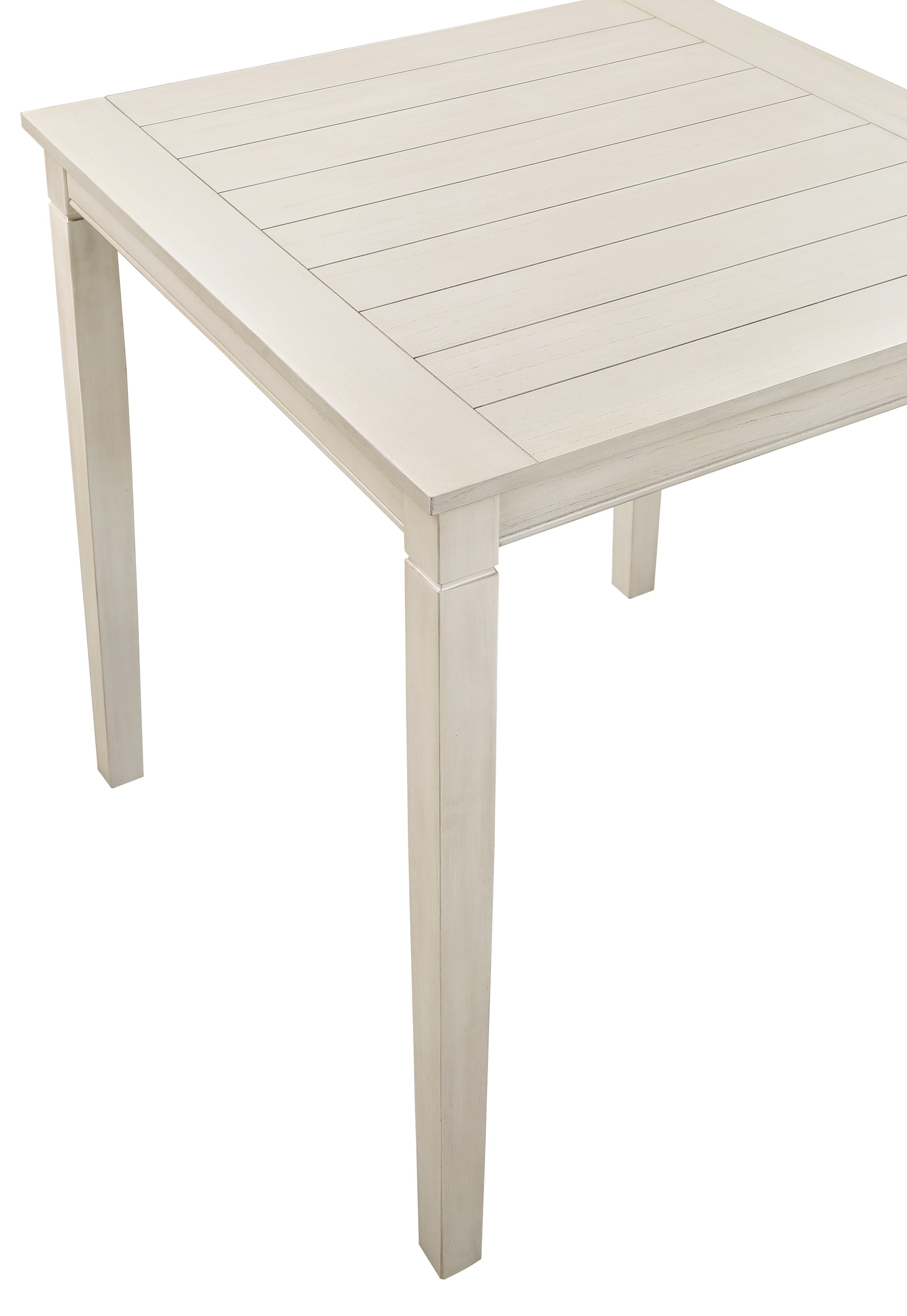 Farmhouse 5 Pack Counter Dining Set Plank Effect Top, Shaped Counter Stool Seat Compact And Functional Perfect For Apartments Or Smaller Homes Ivory Wood