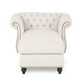Chaise Lounge Beige Fabric