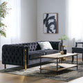 Mirod Comfy 3 Seat Sofa With Tufted Back And Arm, Modern For Living Room Black Velvet 3 Seat