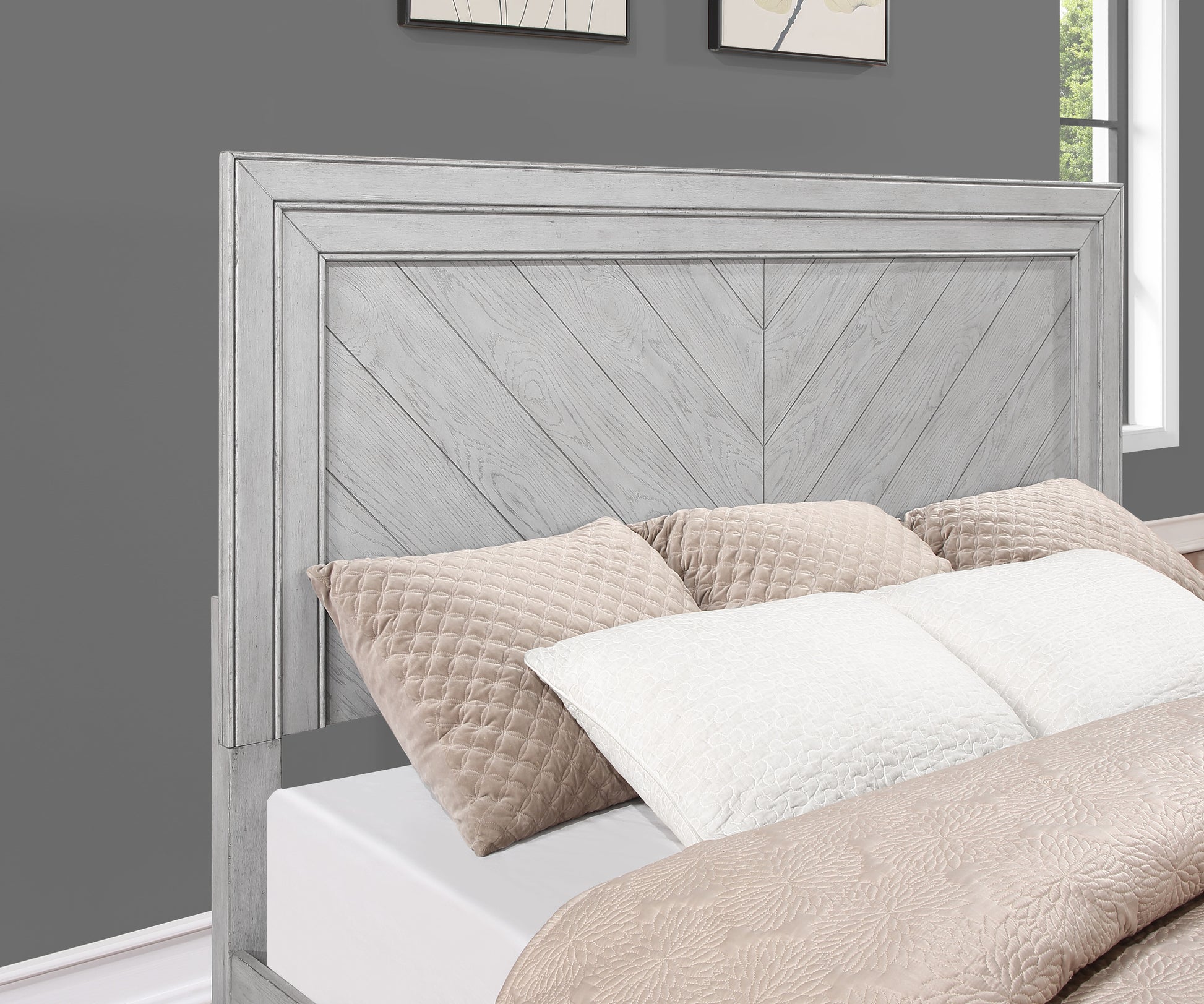 Montana Queen Bed Gray Queen Silver White Wood