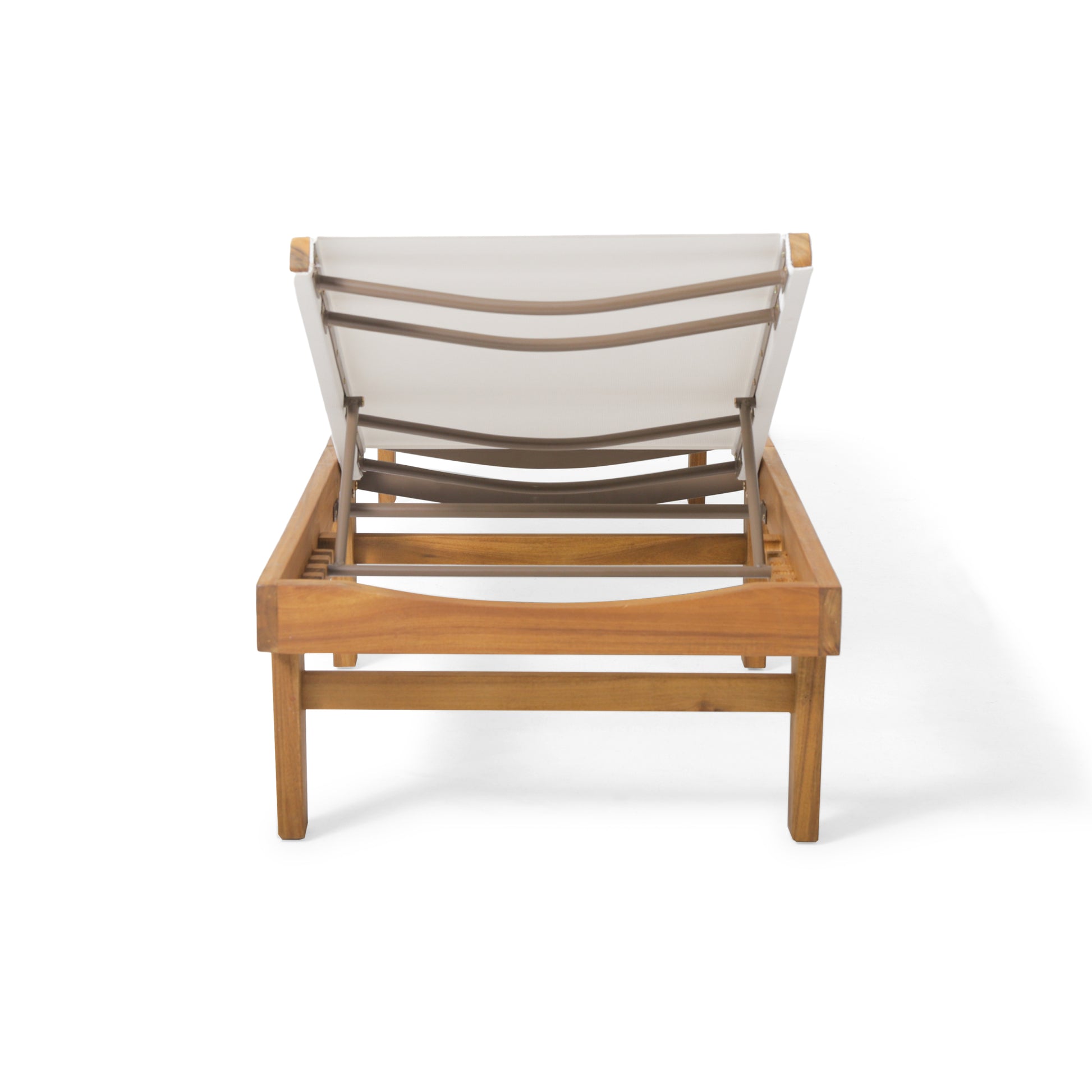 Summerland Chaise Lounge White Mesh Teak Aluminum