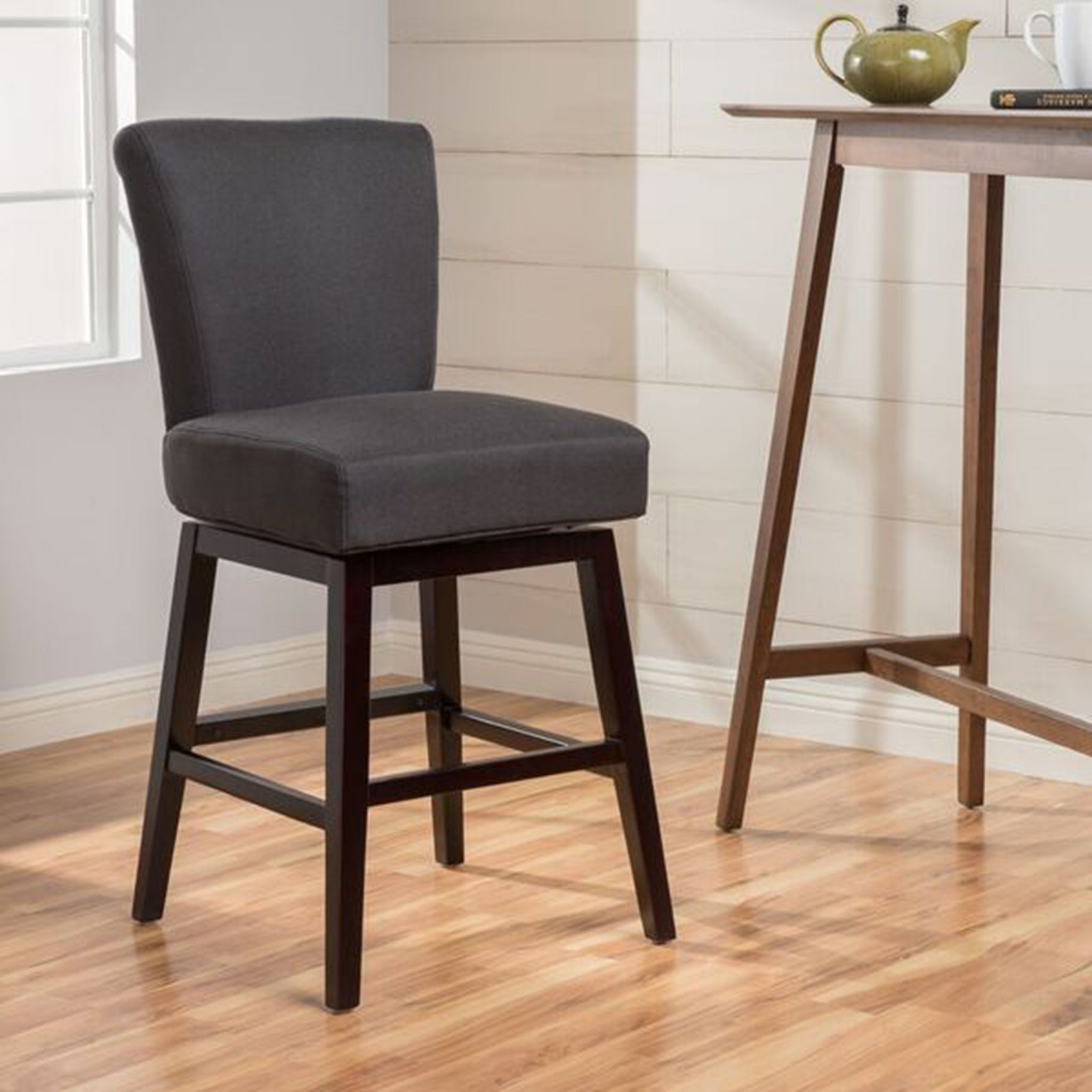 Swivel Counter Stool Charcoal Grey Fabric