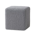 Knitted Foot Stool Light Grey Cotton