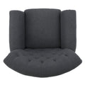 Mirod Comfy Accent Chair With Tufted Backrest, Bedroom Single Seat Arm Chair With Wooden Legs, Modern Side Chairs For Living Room Dark Gray Fabric