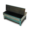 Mango Wood Handmade Distressed Storage Coffee Table Multicolor Metal & Wood