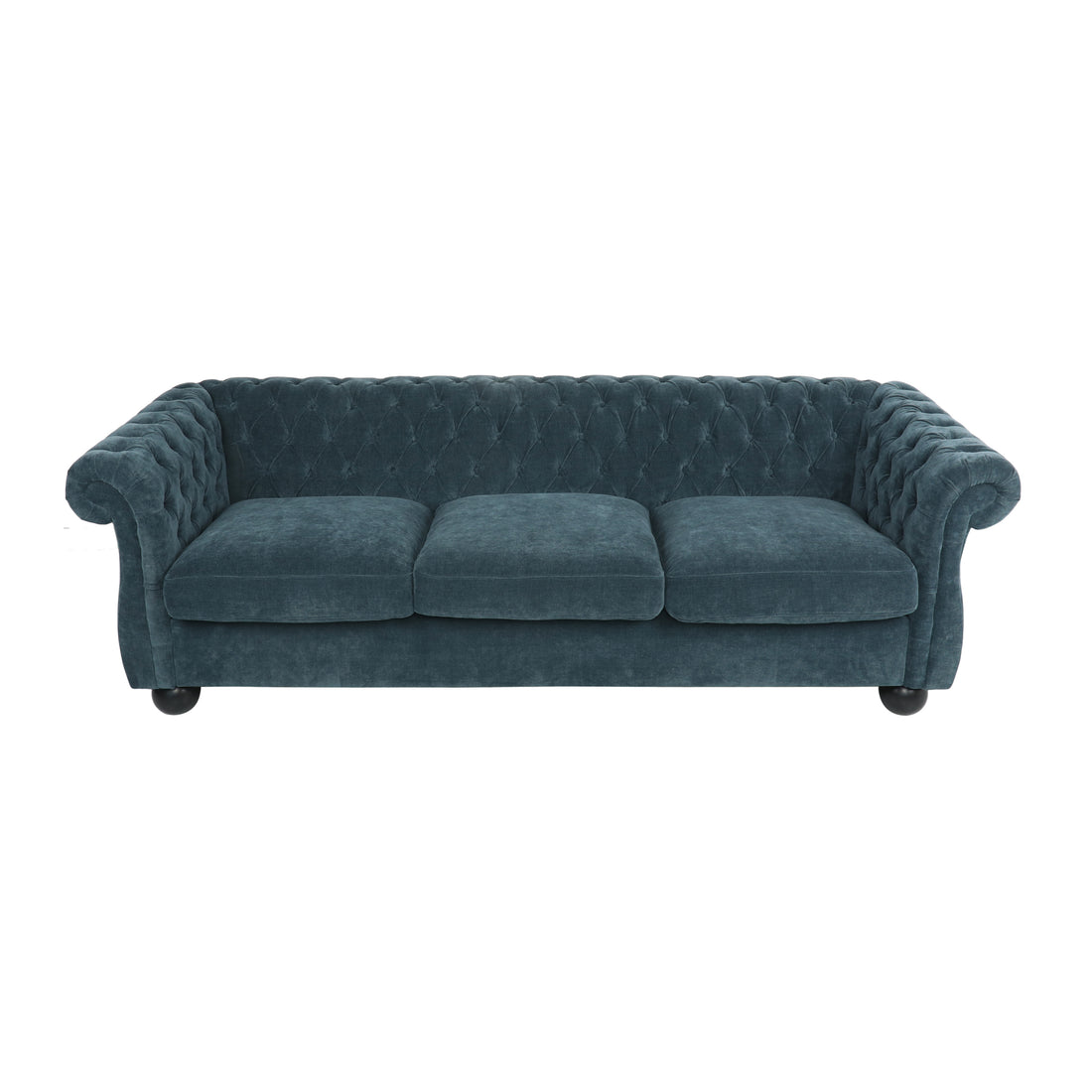 Mirod Comfy 3 Seat Sofa With Wooden Legs, For Living Room And Study Blue Fabric 3 Seat