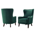 Rosco Velvet Wingback Chair Emerald Green Faux Leather