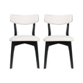 Dining Chair Set Of 2 Light Beige Fabric