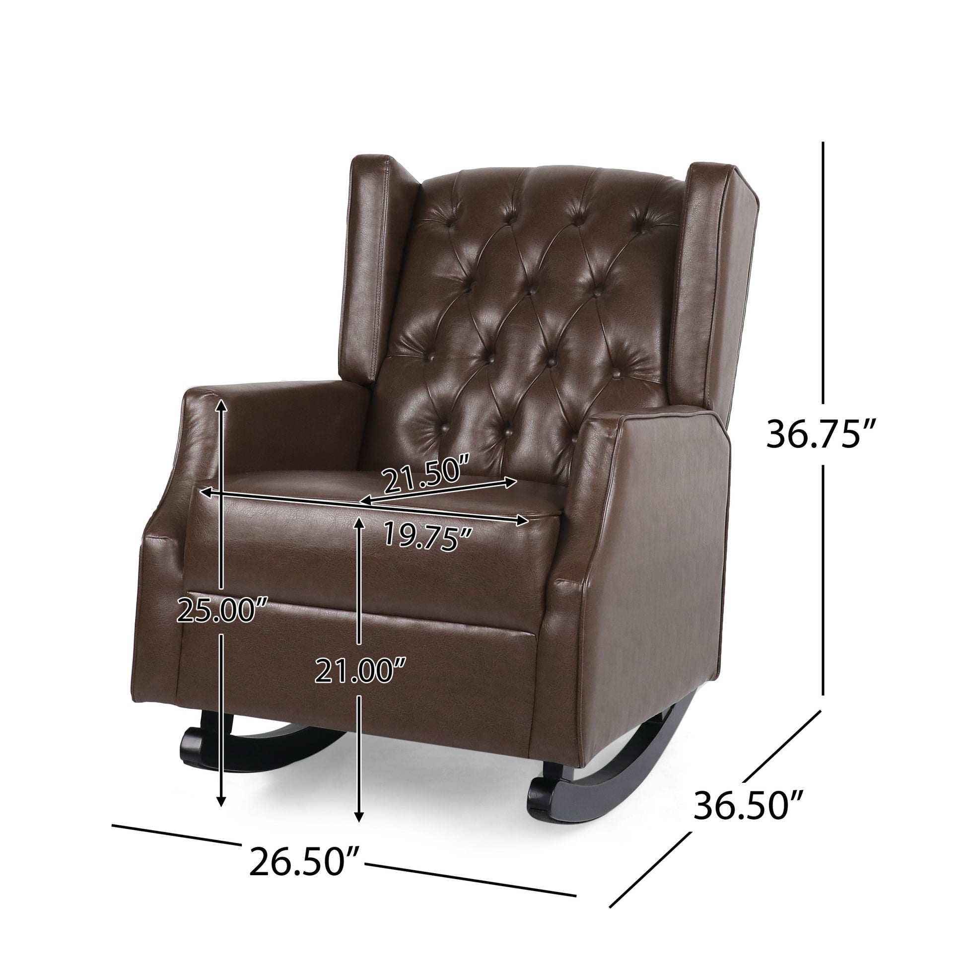 Rocking Chair Dark Brown Pu