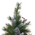 7' Mixed Frosted Hinged Tree With 52 Frosted Pine Cones And 26 Red Berry And 450 Clear Lights Ul,Dia:53