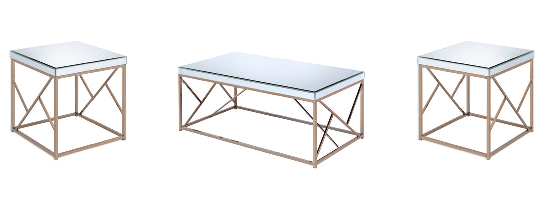 Evelyn 3 Piece Occasional Table Set Gold Gold Iron