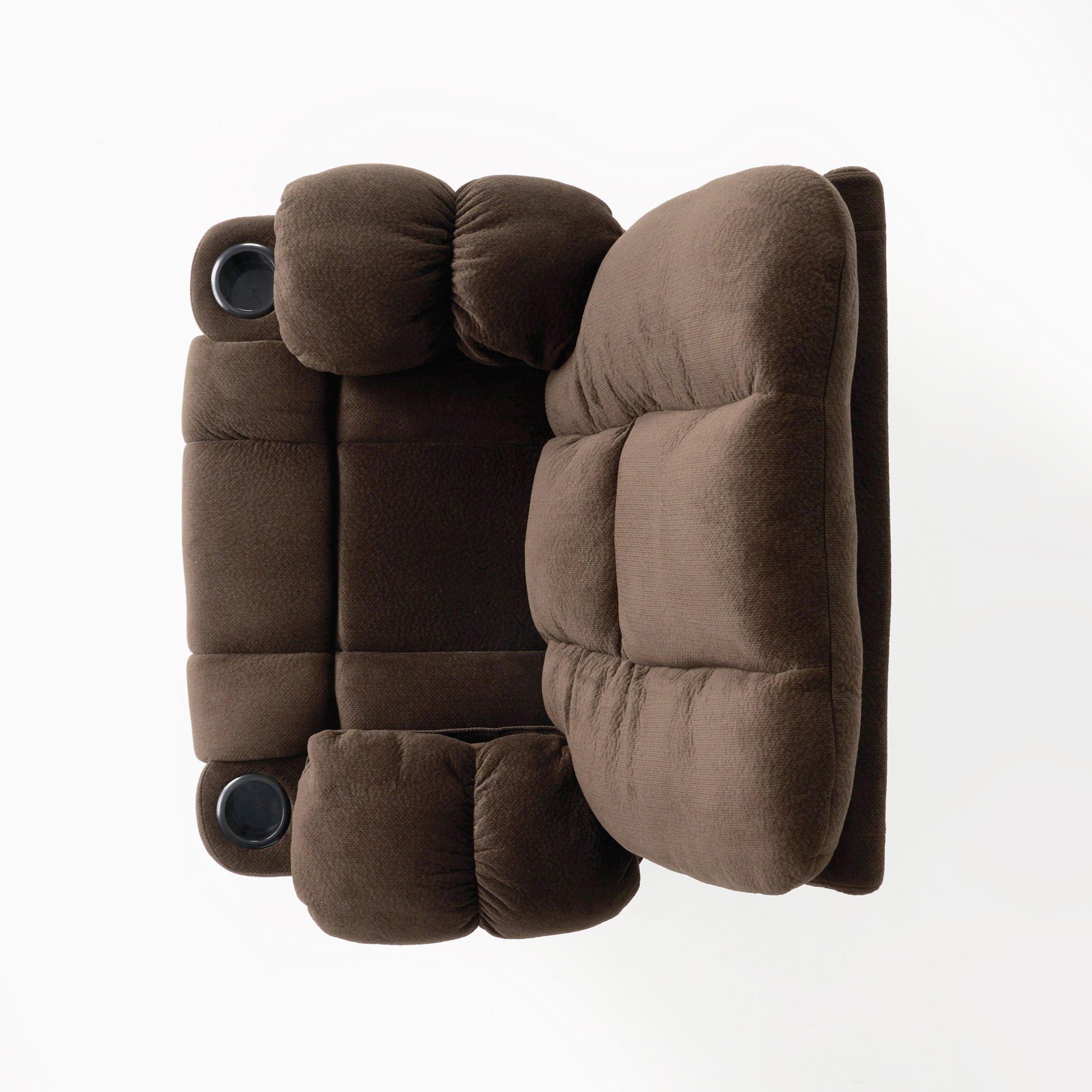 Luxurious Manual Recliner Chair In Chocolate With Skin Friendly Fabric And Dual Cup Holders Chocolate Fabric