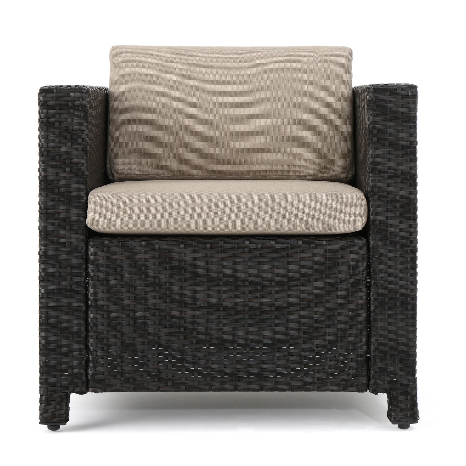 Puerta 4Pc Set Dark Brown Rattan Fabric
