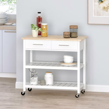 Kitchen Cart White Wood