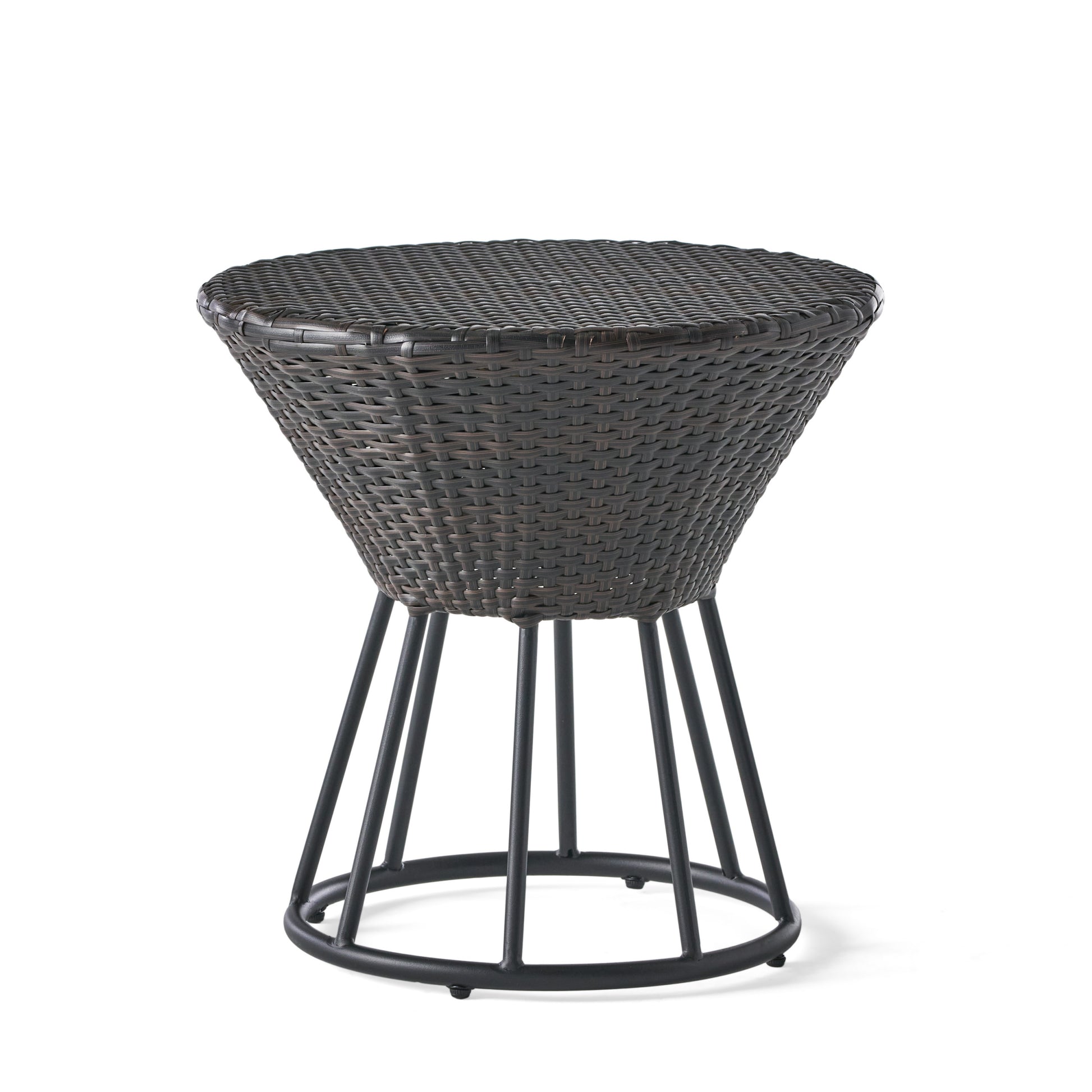 Crete Accent Table Brown Pe Rattan Iron