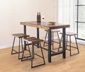 Landon 5 Piece Counter Height Dining Set Light Brown Light Brown Iron
