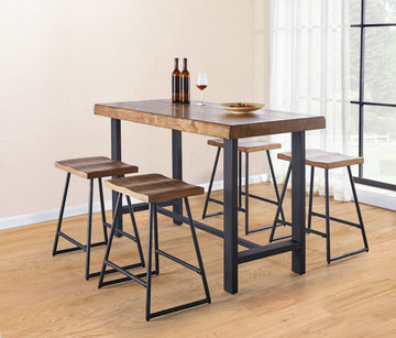 Landon 5 Piece Counter Height Dining Set Light Brown Light Brown Iron